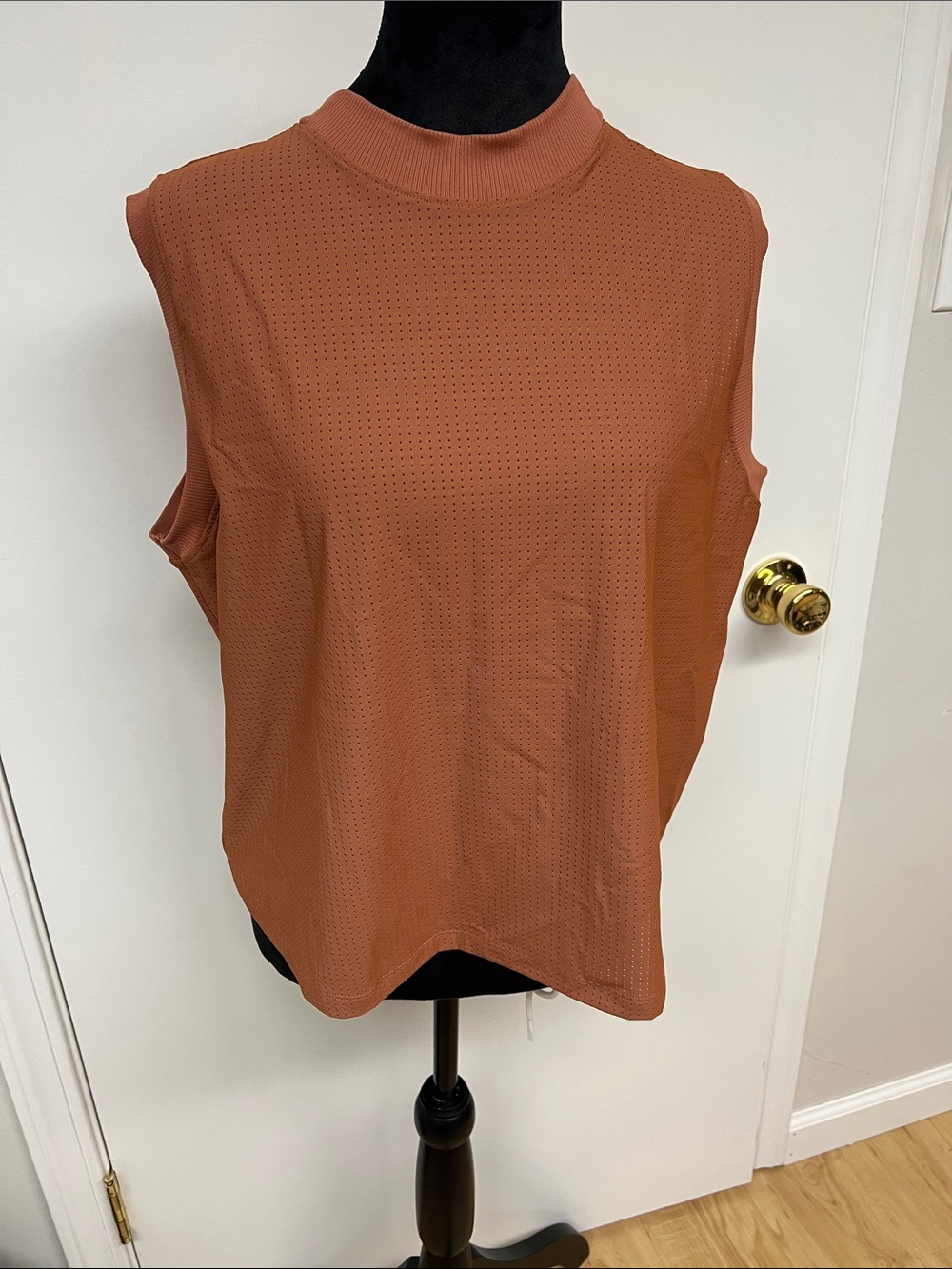 CALIA by Carrie Underwood Sleeveless Mock Neck Tank - Terra Cotta